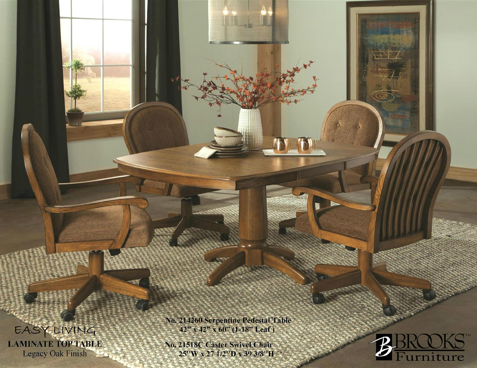 21426 Brooks Laminate Table & 21518C Roller Chairs